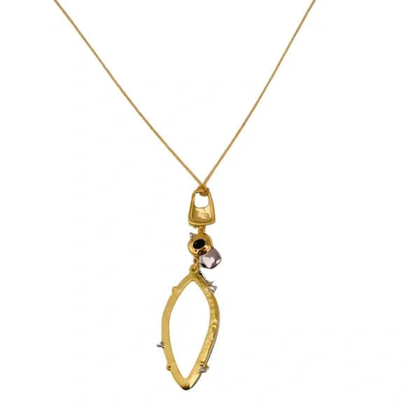 ALEXIS BITTAR • Long Lucite Drop Rock Crystal Pendant Necklace - Picture 3 of 5